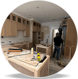 Remodeling contractors working on a kitchen remodel in The Colony, TX.